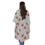 Christmas Winter Holiday Pattern Print Open Front Beach Cover Up