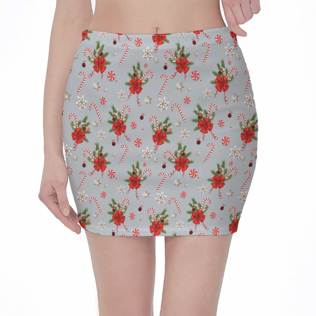 Christmas Winter Holiday Pattern Print Pencil Mini Skirt