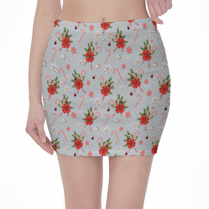 Christmas Winter Holiday Pattern Print Pencil Mini Skirt