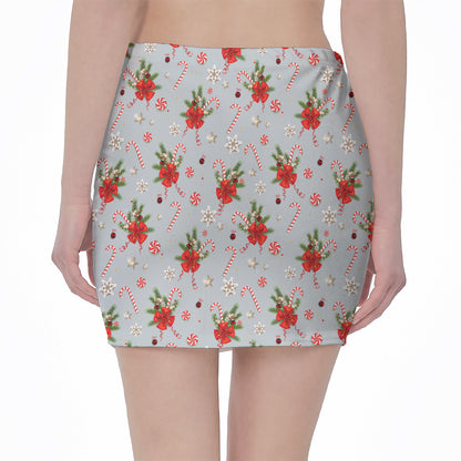 Christmas Winter Holiday Pattern Print Pencil Mini Skirt