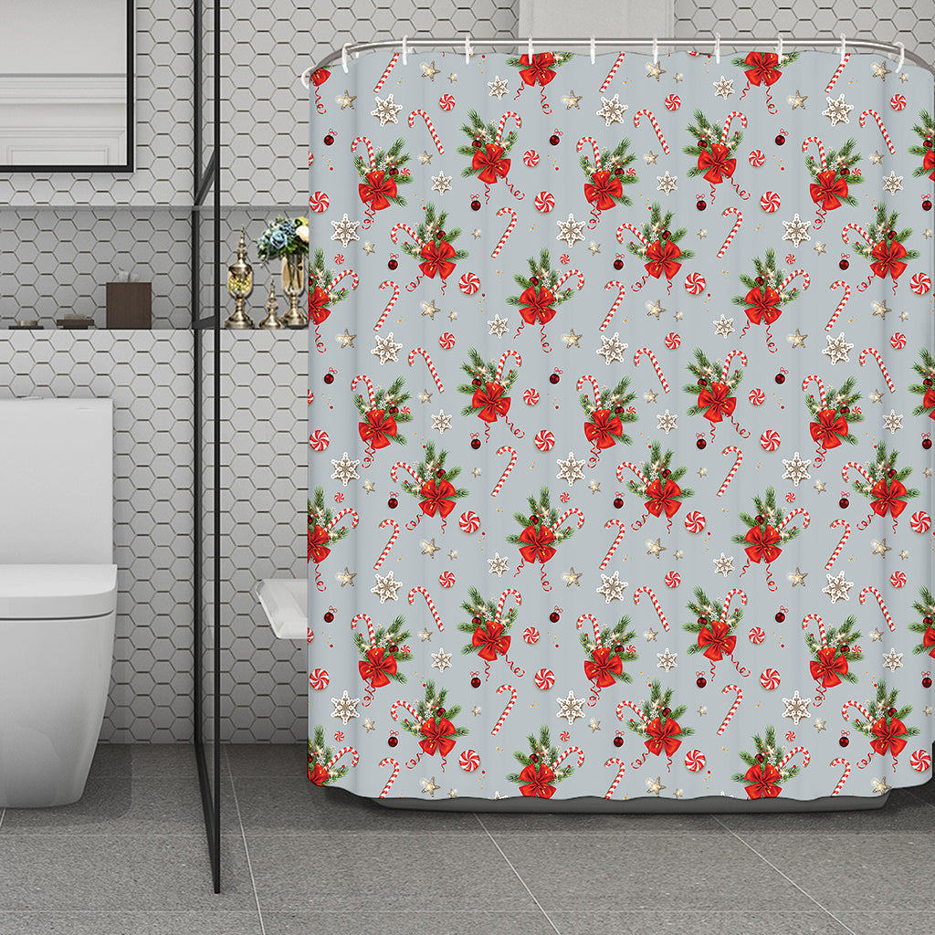 Christmas Winter Holiday Pattern Print Polyester Shower Curtain