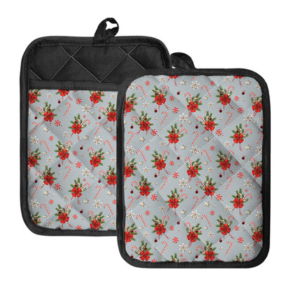 Christmas Winter Holiday Pattern Print Pot Holders With Pocket