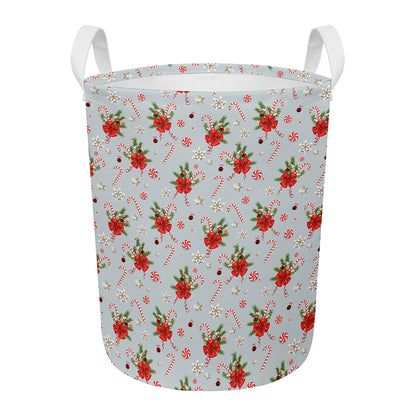 Christmas Winter Holiday Pattern Print Round Laundry Basket