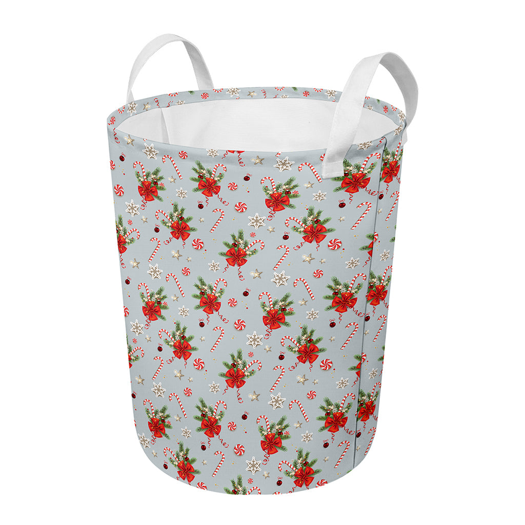 Christmas Winter Holiday Pattern Print Round Laundry Basket