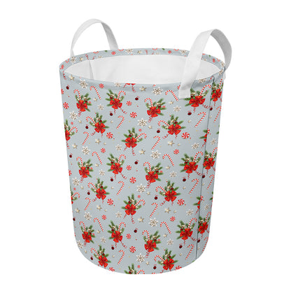 Christmas Winter Holiday Pattern Print Round Laundry Basket