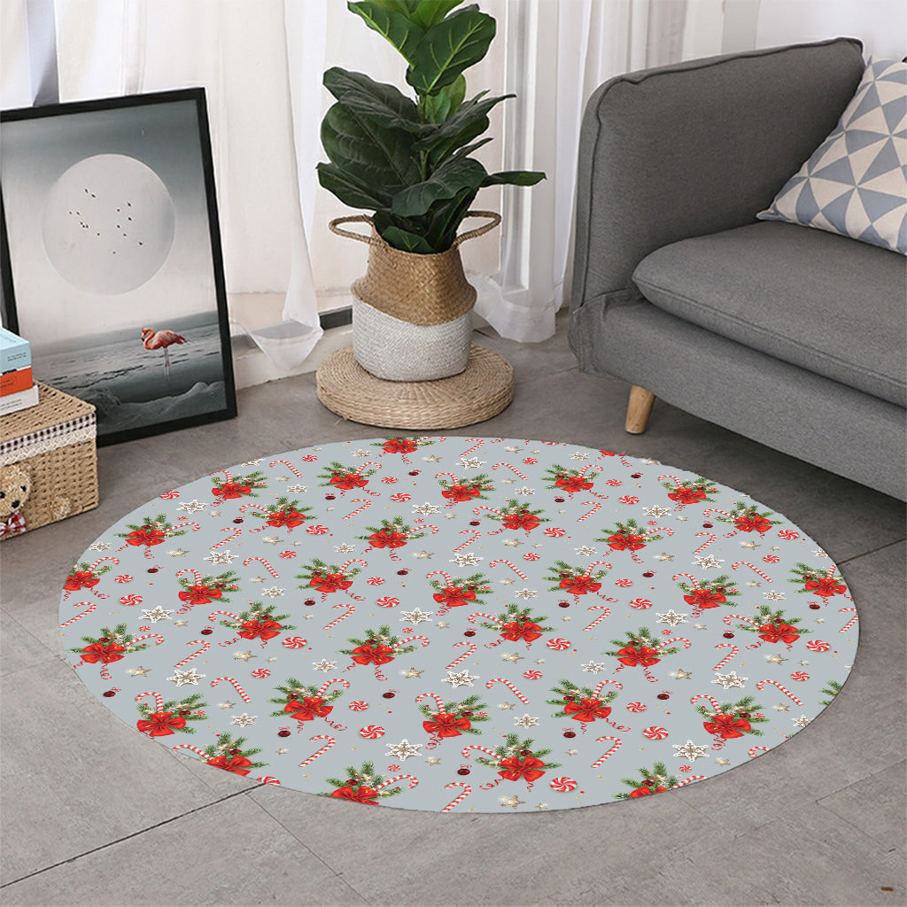Christmas Winter Holiday Pattern Print Round Rug