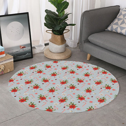 Christmas Winter Holiday Pattern Print Round Rug