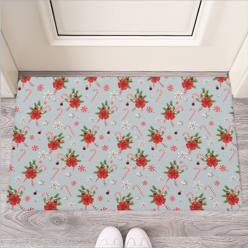 Christmas Winter Holiday Pattern Print Rubber Doormat