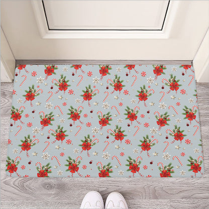 Christmas Winter Holiday Pattern Print Rubber Doormat