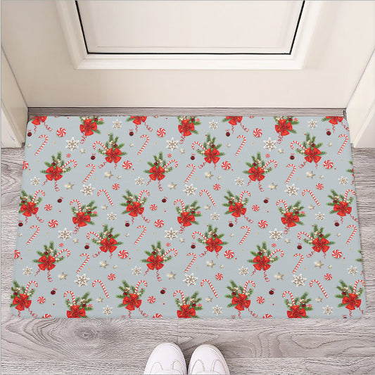 Christmas Winter Holiday Pattern Print Rubber Doormat