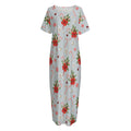 Christmas Winter Holiday Pattern Print Short Sleeve Long Nightdress