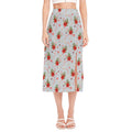 Christmas Winter Holiday Pattern Print Side Slit Midi Skirt
