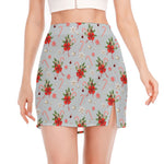 Christmas Winter Holiday Pattern Print Side Slit Mini Skirt