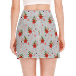 Christmas Winter Holiday Pattern Print Side Slit Mini Skirt