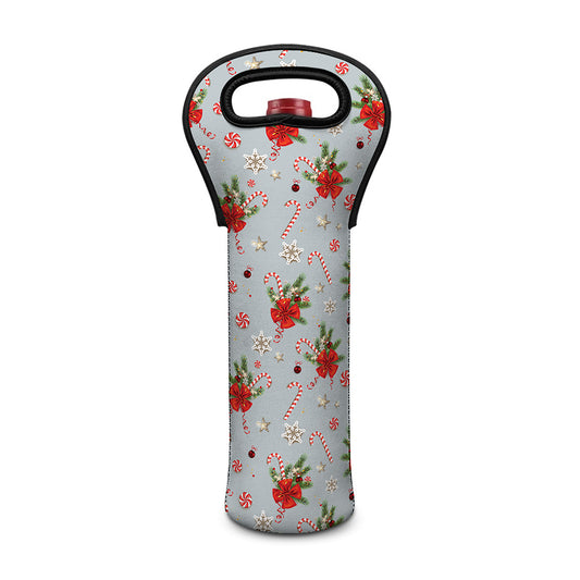 Christmas Winter Holiday Pattern Print Single Neoprene Wine Tote