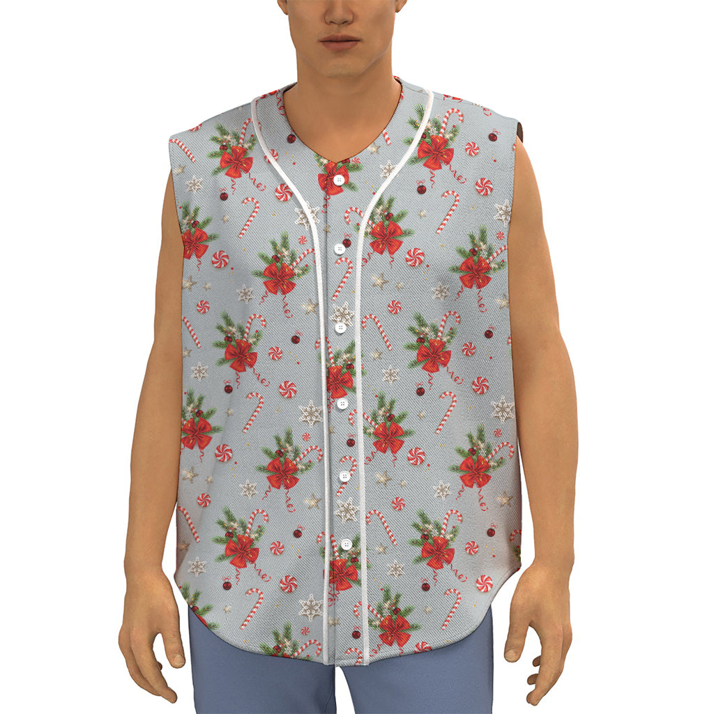 Christmas Winter Holiday Pattern Print Sleeveless Baseball Jersey