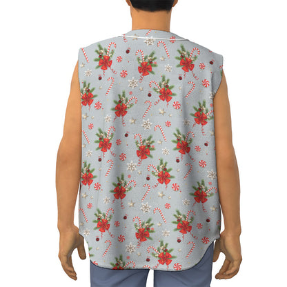 Christmas Winter Holiday Pattern Print Sleeveless Baseball Jersey