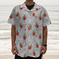 Christmas Winter Holiday Pattern Print Textured Short Sleeve Shirt