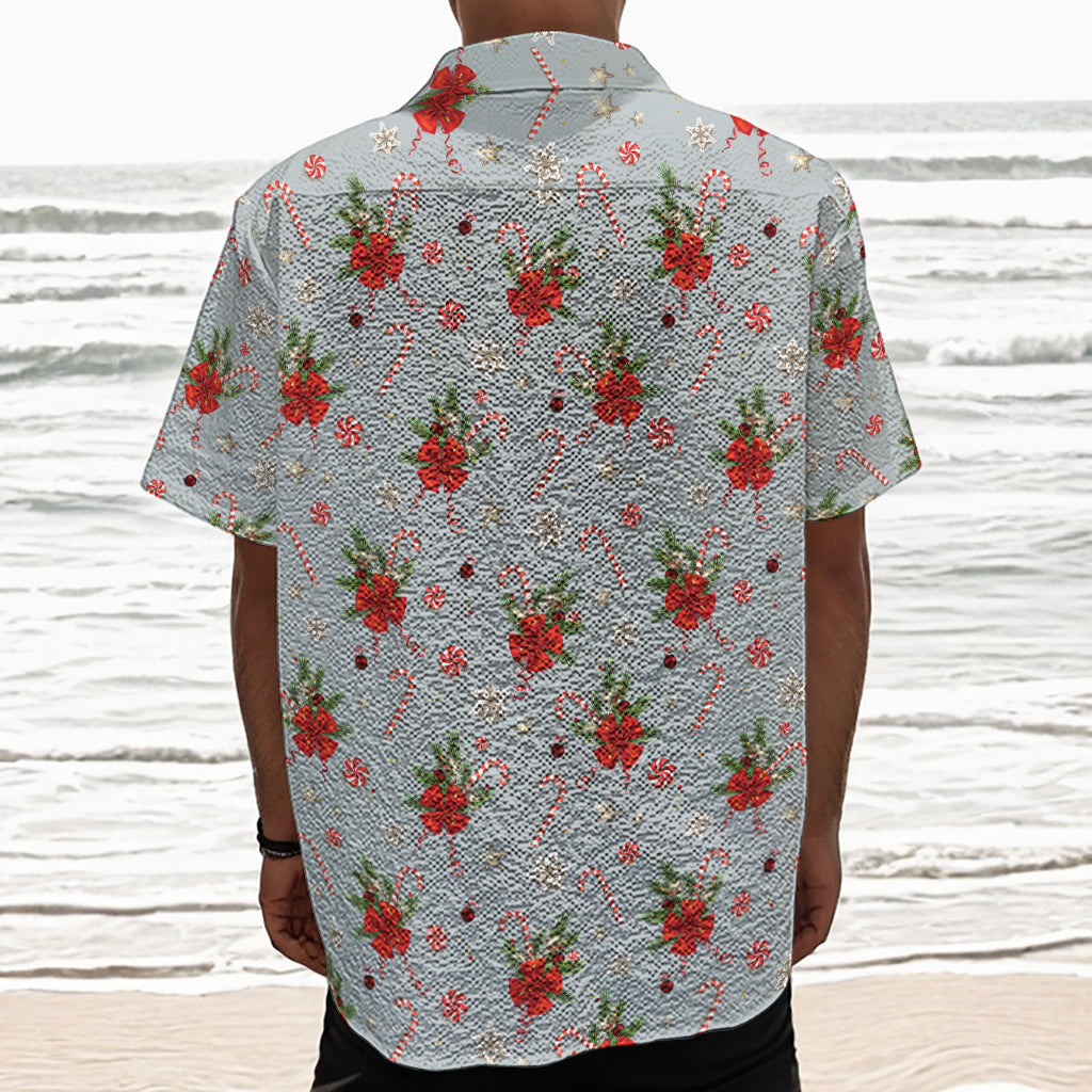 Christmas Winter Holiday Pattern Print Textured Short Sleeve Shirt