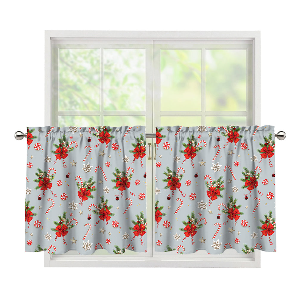Christmas Winter Holiday Pattern Print Tier Curtains