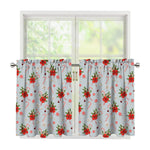 Christmas Winter Holiday Pattern Print Tier Curtains