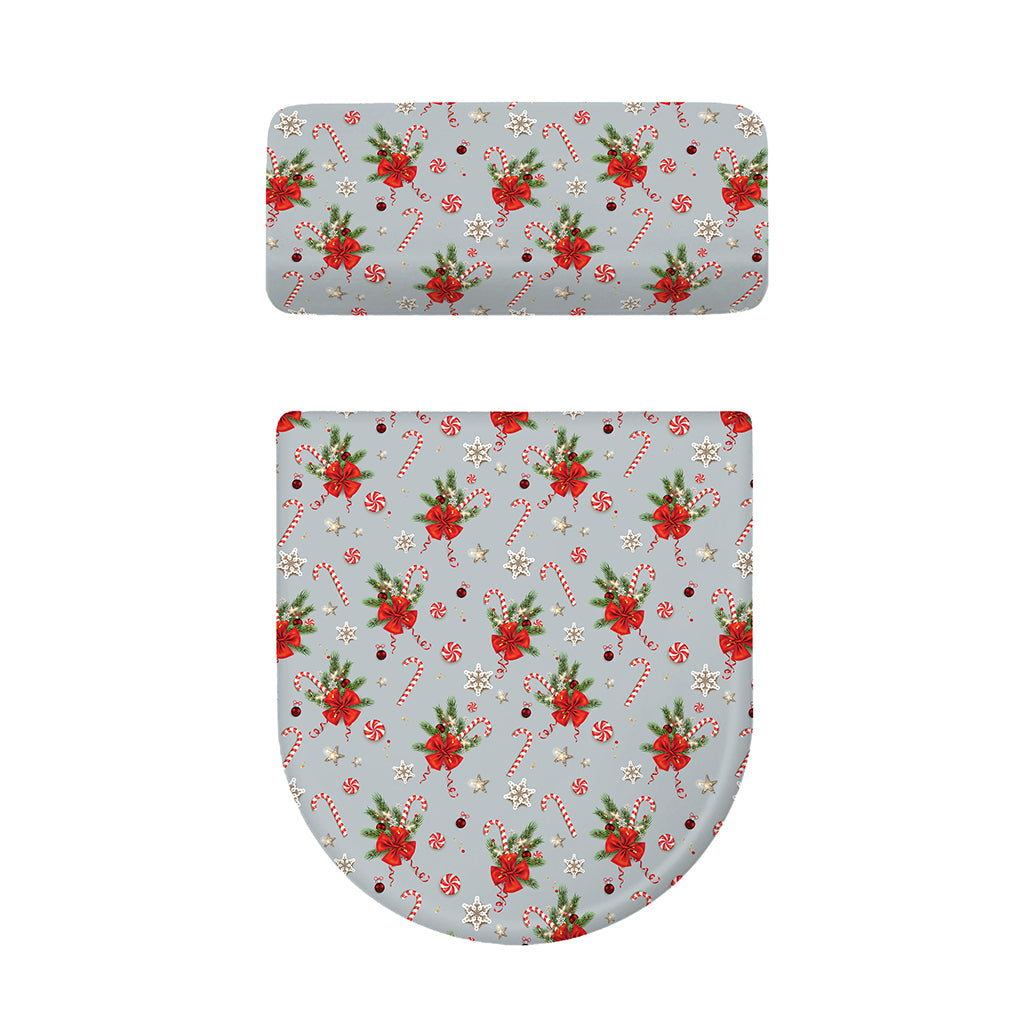 Christmas Winter Holiday Pattern Print Toilet Lid And Tank Cover Set