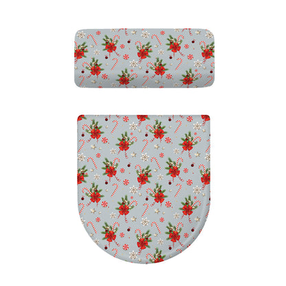 Christmas Winter Holiday Pattern Print Toilet Lid And Tank Cover Set