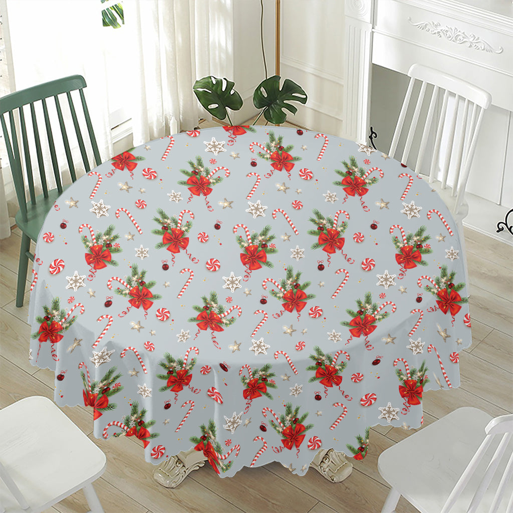 Christmas Winter Holiday Pattern Print Waterproof Round Tablecloth