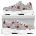 Christmas Winter Holiday Pattern Print White Chunky Shoes