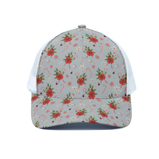 Christmas Winter Holiday Pattern Print White Mesh Trucker Cap