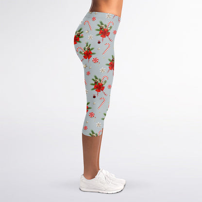 Christmas Winter Holiday Pattern Print Women's Capri Leggings