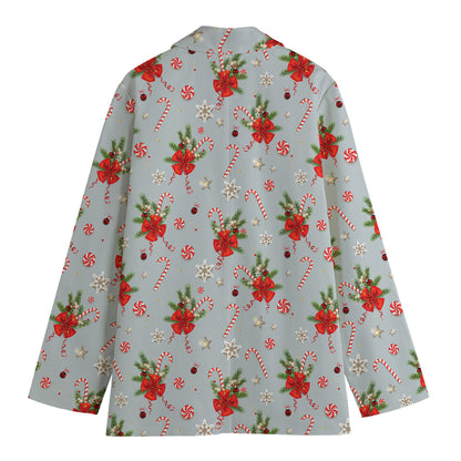 Christmas Winter Holiday Pattern Print Women's Cotton Blazer