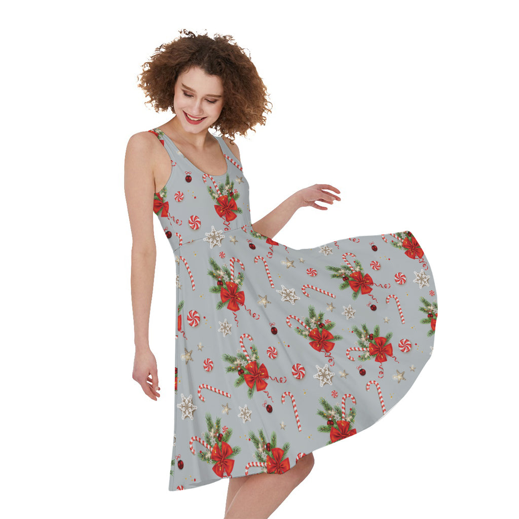 Christmas Winter Holiday Pattern Print Women's Sleeveless Dress