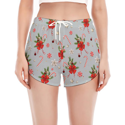 Christmas Winter Holiday Pattern Print Women's Split Running Shorts