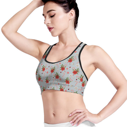 Christmas Winter Holiday Pattern Print Women's Sports Bra