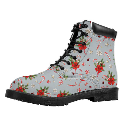 Christmas Winter Holiday Pattern Print Work Boots