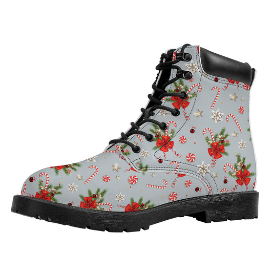 Christmas Winter Holiday Pattern Print Work Boots