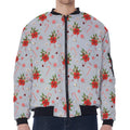 Christmas Winter Holiday Pattern Print Zip Sleeve Bomber Jacket