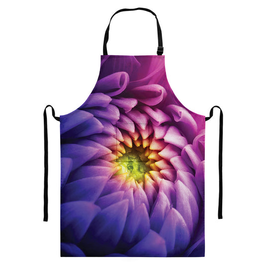 Chrysanthemum Flower Print Bib Apron With Pocket