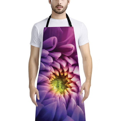 Chrysanthemum Flower Print Bib Apron With Pocket