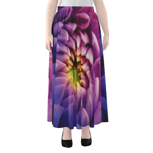 Chrysanthemum Flower Print Chiffon Maxi Skirt