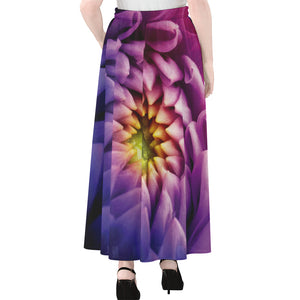 Chrysanthemum Flower Print Chiffon Maxi Skirt