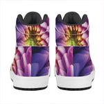 Chrysanthemum Flower Print High Top Leather Sneakers