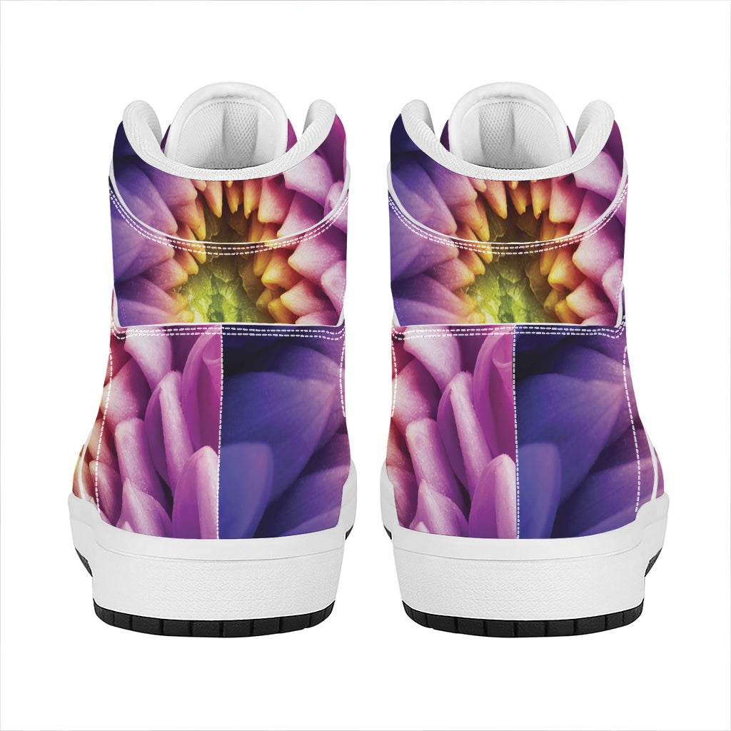 Chrysanthemum Flower Print High Top Leather Sneakers