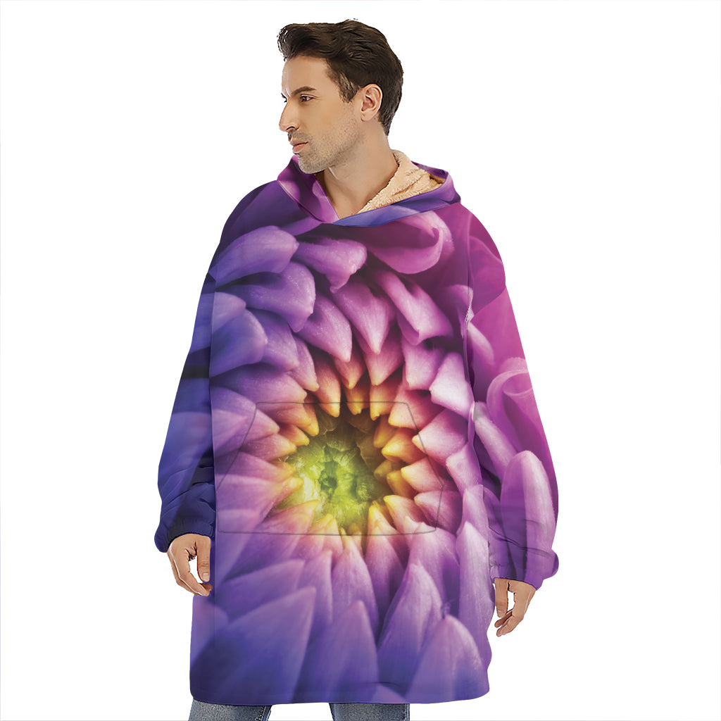 Chrysanthemum Flower Print Hoodie Blanket