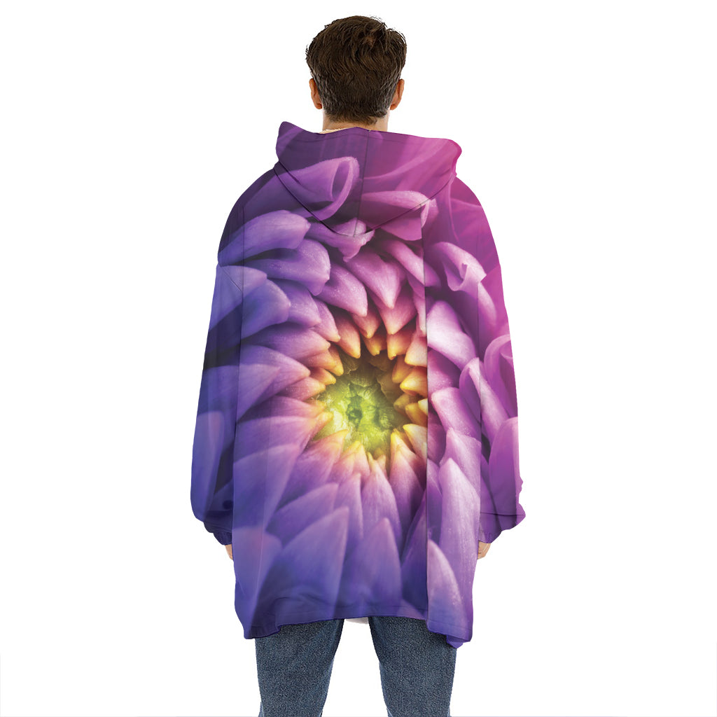 Chrysanthemum Flower Print Hoodie Blanket