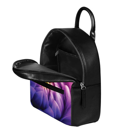 Chrysanthemum Flower Print Leather Backpack