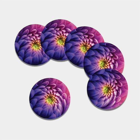 Chrysanthemum Flower Print Leather Coaster Set