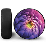 Chrysanthemum Flower Print Leather Spare Tire Cover