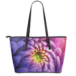 Chrysanthemum Flower Print Leather Tote Bag